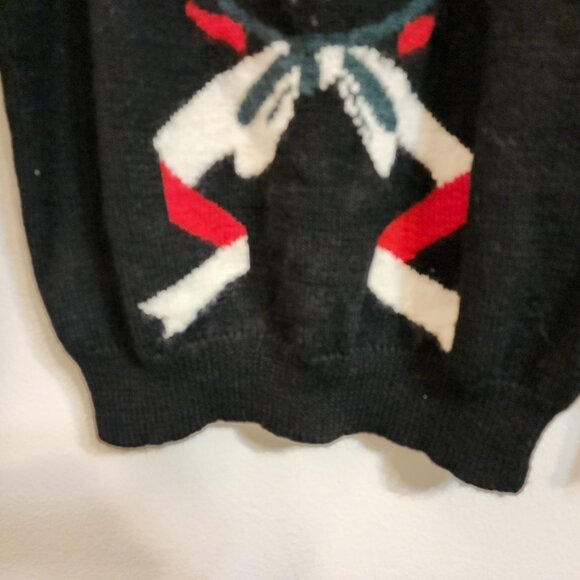 VTG Handknit Mock Neck Sweater Wool Size M Flower Ribbon Whimsical Fairy Grunge - Picture 10 of 16